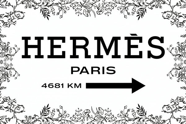 Custom Order - Black Directions To Hermes - 32 x 48 inches - Black Frame